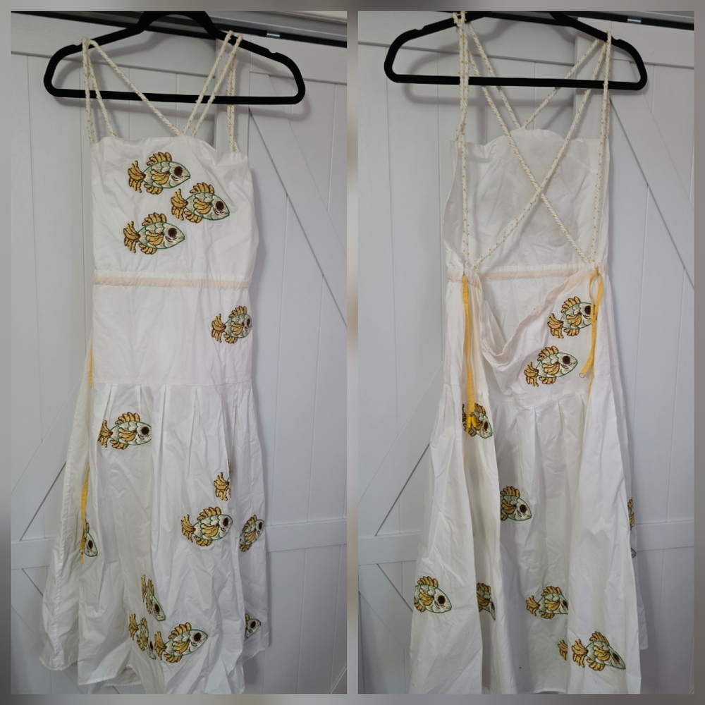 S/M Farm Rio Fish Embroidered Mididress - Picture 1 of 6
